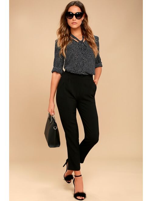 Lulus Kick It Navy Blue High-Waisted Trouser Pants