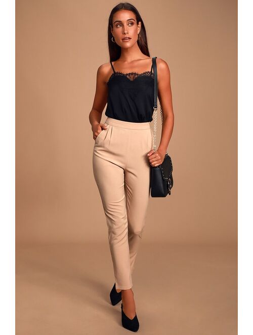 Lulus Kick It Navy Blue High-Waisted Trouser Pants