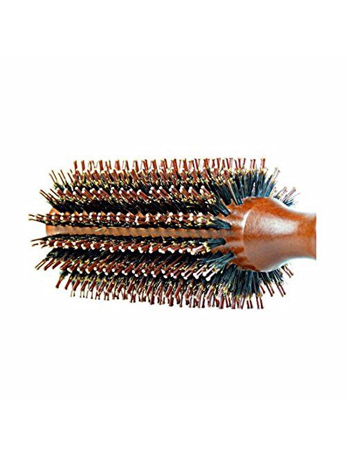 Minalo Styling Essentials 100% Natural Boar Bristles Hair Brush With Wood Handle, Round Comb Ruled 2.2-Inch