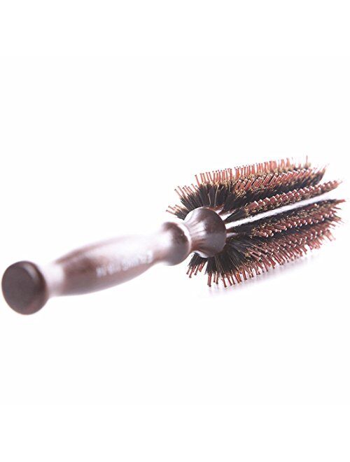 Minalo Styling Essentials 100% Natural Boar Bristles Hair Brush With Wood Handle, Round Comb Ruled 2.2-Inch