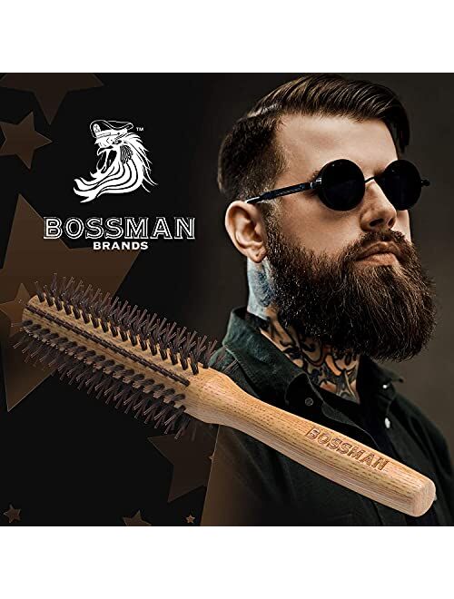 Bossman 2" Round Boar & Nylon Bristle Hair Brush for Blow Dryer, Styling, Curling, Detangling and Straightening