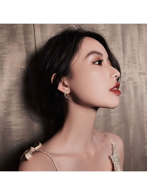 LAIKBO 2022 new star moon earrings Korean version asymmetrical high sense earrings fashion earrings Prevent Allergy exquisite ear nail