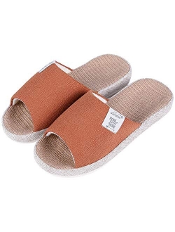 shevalues Women's Open Toe House Slippers Arch Support Lightweight Linen Slippers Mothers Day Gifts for Mom and Grandma