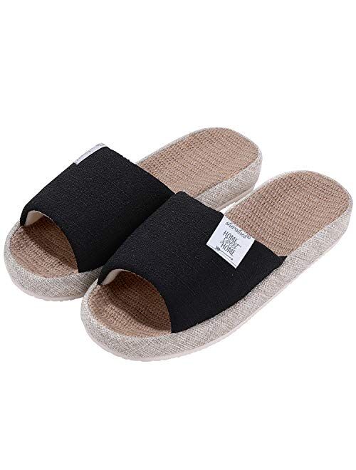 shevalues Women's Open Toe House Slippers Arch Support Lightweight Linen Slippers Mothers Day Gifts for Mom and Grandma