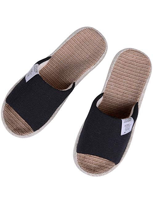 shevalues Women's Open Toe House Slippers Arch Support Lightweight Linen Slippers Mothers Day Gifts for Mom and Grandma