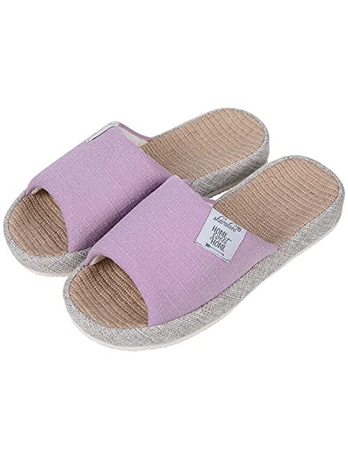 shevalues Women's Open Toe House Slippers Arch Support Lightweight Linen Slippers Mothers Day Gifts for Mom and Grandma