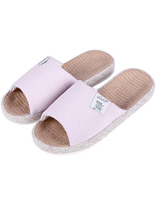 shevalues Women's Open Toe House Slippers Arch Support Lightweight Linen Slippers Mothers Day Gifts for Mom and Grandma