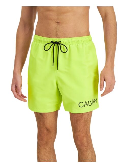 Calvin Klein Men's Quick-Dry UPF 50+ Logo-Print 7" Swim Trunks