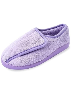 Git-up Women Memory Foam Diabetic Slippers Arthritis Edema Adjustable Closed Toe Swollen Feet Slippers Comfortable House Indoor Outdoor Shoes with Rubber Sole