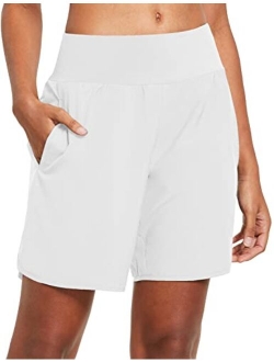 Women's 7" Long Running Shorts with Liner Athletic Workout Shorts Zipper Pocket