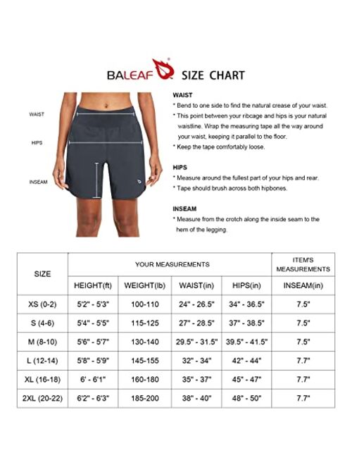 BALEAF Women's 7" Long Running Shorts with Liner Athletic Workout Shorts Zipper Pocket