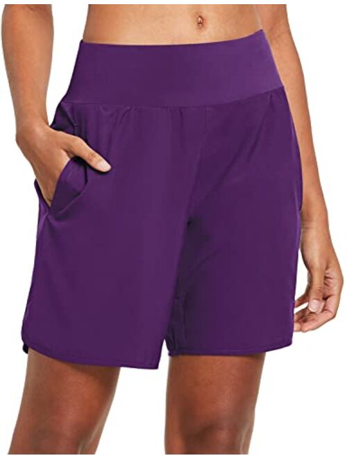 BALEAF Women's 7" Long Running Shorts with Liner Athletic Workout Shorts Zipper Pocket