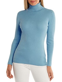 Boston Proper Womens Ribbed Turtleneck Sweater Long-Sleeve Sleek Silky Solid Knit