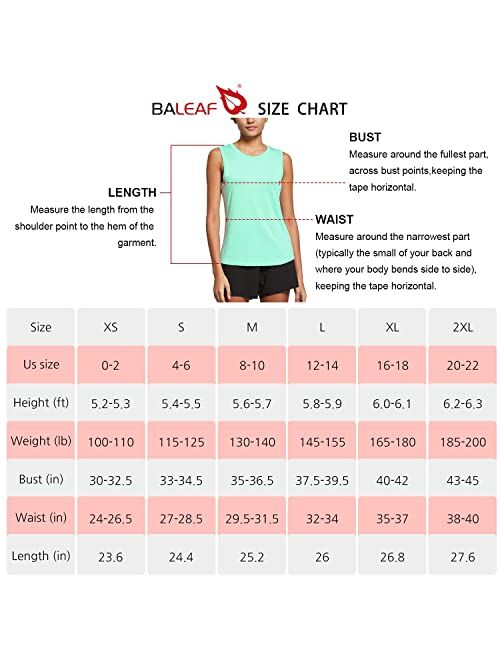 BALEAF Women's Sleeveless Workout Shirts Exercise Running Tank Tops Active Gym Tops