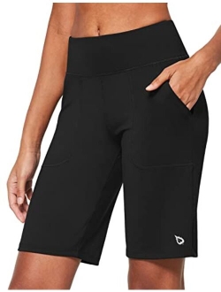 Women's Bermuda Long Shorts 10" Athletic Shorts High Waisted for Running Workout Casual Summer Quick Dry