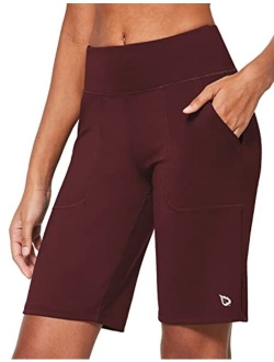 Women's Bermuda Long Shorts 10" Athletic Shorts High Waisted for Running Workout Casual Summer Quick Dry