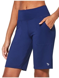 Women's Bermuda Long Shorts 10" Athletic Shorts High Waisted for Running Workout Casual Summer Quick Dry