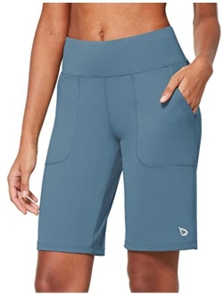 Women's Bermuda Long Shorts 10" Athletic Shorts High Waisted for Running Workout Casual Summer Quick Dry