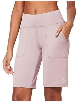 Women's Bermuda Long Shorts 10" Athletic Shorts High Waisted for Running Workout Casual Summer Quick Dry