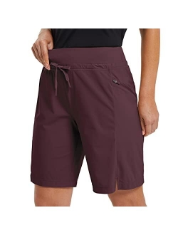 Women's Hiking Long Shorts 9" Quick Dry Bermuda Cargo for Curvy Lightweight Knee Length Shorts w Pockets