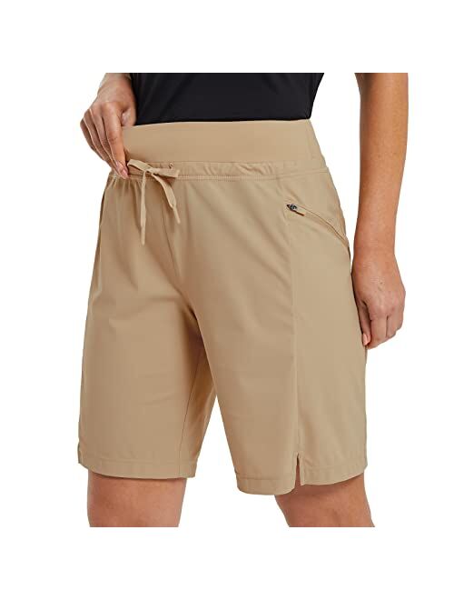 BALEAF Women's Hiking Long Shorts 9" Quick Dry Bermuda Cargo for Curvy Lightweight Knee Length Shorts w Pockets