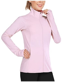 Women's Long Sleeve Shirts UPF 50  Sun Protection Full Zip Athletic Jackets Running Lightweight Zipper Pockets