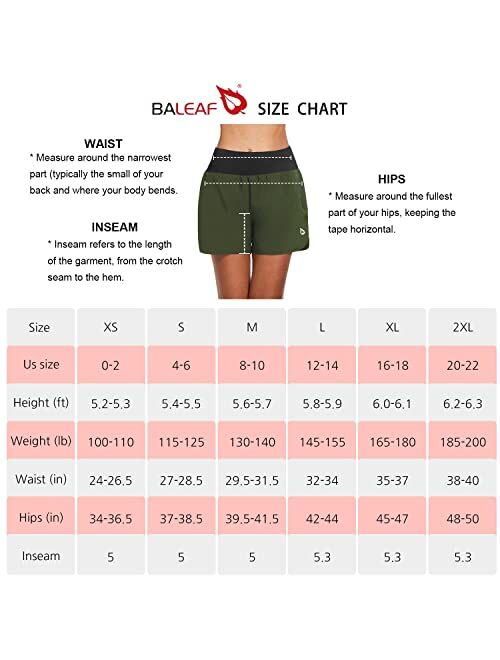 BALEAF Women's 5" Running Shorts with Liner Quick Dry High Waisted Athletic Gym Lined Shorts Workout Zipper Pocket