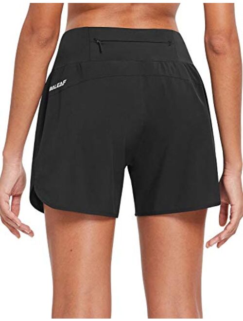 BALEAF Women's 5" Running Shorts with Liner Quick Dry High Waisted Athletic Gym Lined Shorts Workout Zipper Pocket