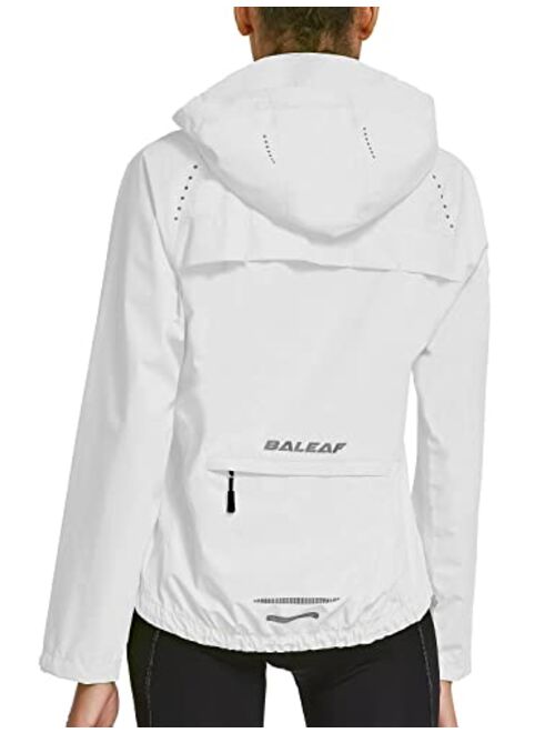 BALEAF Women's Running Rain Jackets Cycling Windbreaker Waterproof Reflective Windproof Spring Coat Golf Hiking Hooded