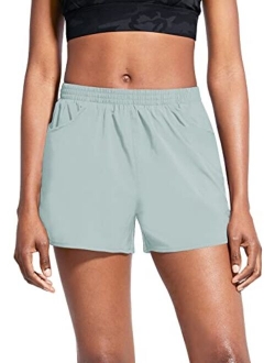 Women's 3" Running Athletic Shorts Quick Dry Gym Workout Shorts with Pockets