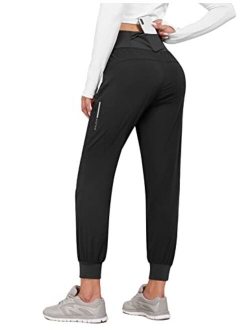 Women's Joggers Pants Lightweight Hiking Running Pants with Zipper Pockets