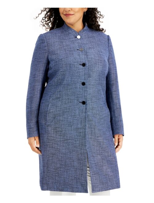 Kasper Plus Size Band-Collar Topper Jacket