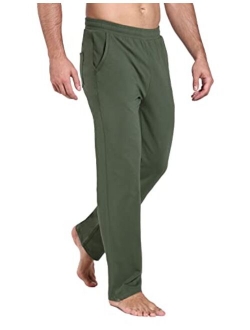 Men's Sweatpants Casual Lounge Cotton Yoga Pants Loose Open Bottom Straight Leg Male Sweat Pants with Pockets