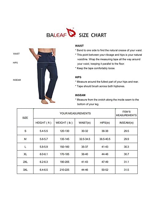 BALEAF Men's Sweatpants Casual Lounge Cotton Yoga Pants Loose Open Bottom Straight Leg Male Sweat Pants with Pockets