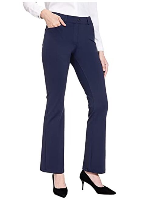 BALEAF Women's Yoga Dress Pants Stretchy Work Slacks Business Casual Straight Leg/Bootcut Pull on Trousers w 4 Pockets