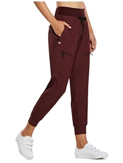 Women's Lightweight Jogger Hiking Pants with Zipper Pockets High Waist Quick Dry