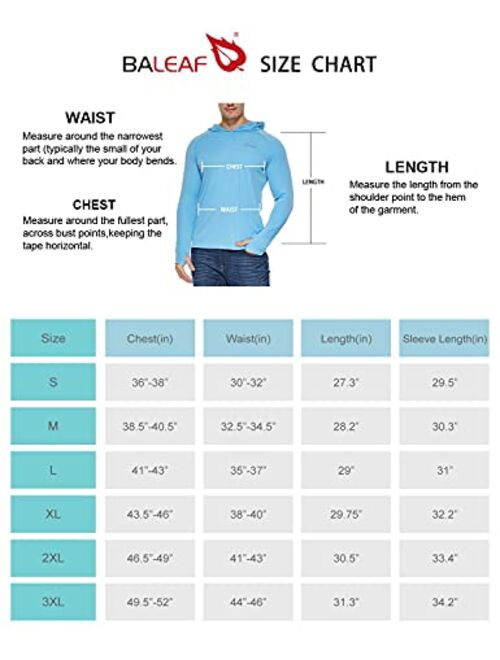 BALEAF Men's UPF 50+ Sun Protection Hoodie Long Sleeve SPF/UV Quick Dry Lightweight Fishing Workout Thumbholes Shirt