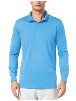 Men's Polo Shirt Long Sleeve Golf Shirt UPF 50 Sun Protection Quick Dry for Tennis Lightweight Performance Shirt