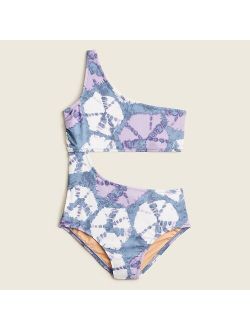 Girls' printed cutout one-piece swimsuit with UPF 50