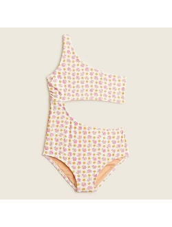 Girls' printed cutout one-piece swimsuit with UPF 50