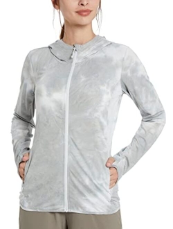 Women's UPF 50  Sun Protection Jacket Hooded Cooling Shirt with Pockets Hiking Outdoor Performance