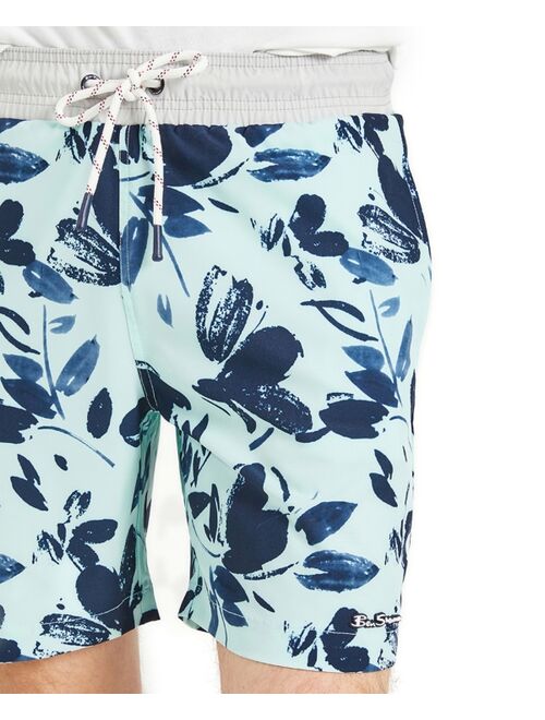 Ben Sherman Men's Painterly Floral-Print Swim Trunks