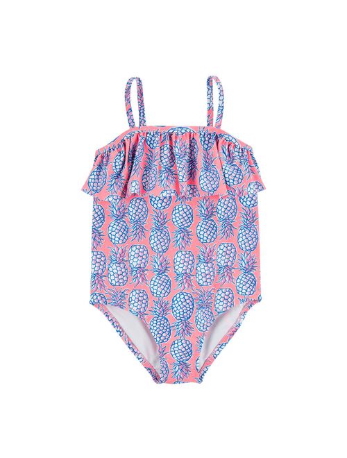 Buy Baby Girl Carter's Pineapple Print Ruffle Neck 1-Piece Swimsuit ...