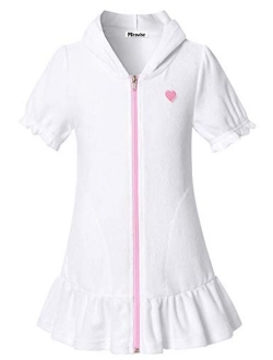 Mirawise Swim Cover Up for Girls Terry Swimsuit Coverup Hooded Zip Beach Bathrobe