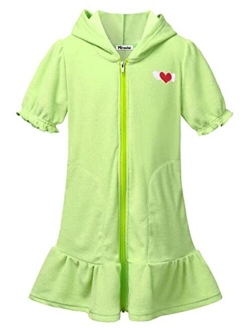 Mirawise Swim Cover Up for Girls Terry Swimsuit Coverup Hooded Zip Beach Bathrobe