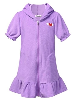 Mirawise Swim Cover Up for Girls Terry Swimsuit Coverup Hooded Zip Beach Bathrobe