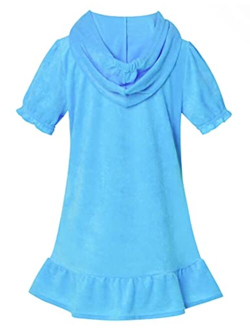 Mirawise Swim Cover Up for Girls Terry Swimsuit Coverup Hooded Zip Beach Bathrobe