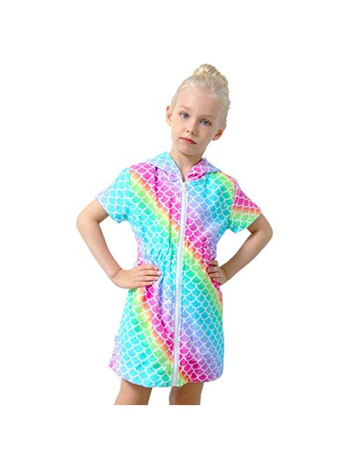 PASHOP Swim Cover Ups for Girls Terry Cover Up Swimwear Hoodie Zipper Cover-up