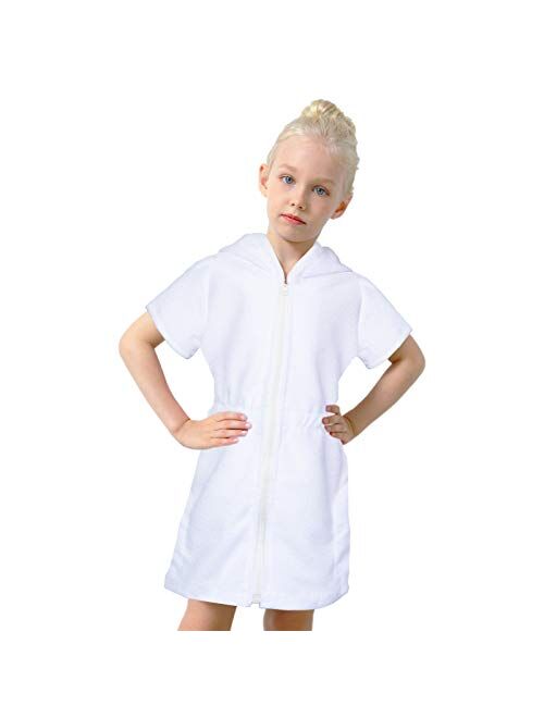 PASHOP Swim Cover Ups for Girls Terry Cover Up Swimwear Hoodie Zipper Cover-up