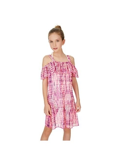 Jimmy Baha·mas Jimmy Bahamas Girls Swimsuits Cover-ups Off Shoulder Ruffled Hollow Beach Dress Cover Up for Kids